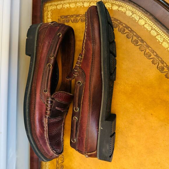 Sperry Top Sider WETLAND Moccasin Brown Leather Slip On Preppy Penny Loafers 9.5 main image 7